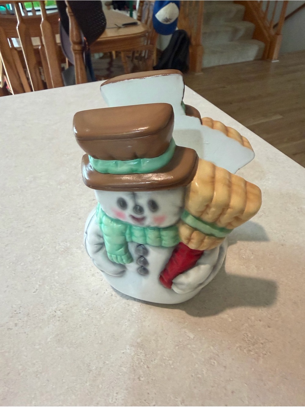 Vintage Ceramic Snowman Napkin Holder
